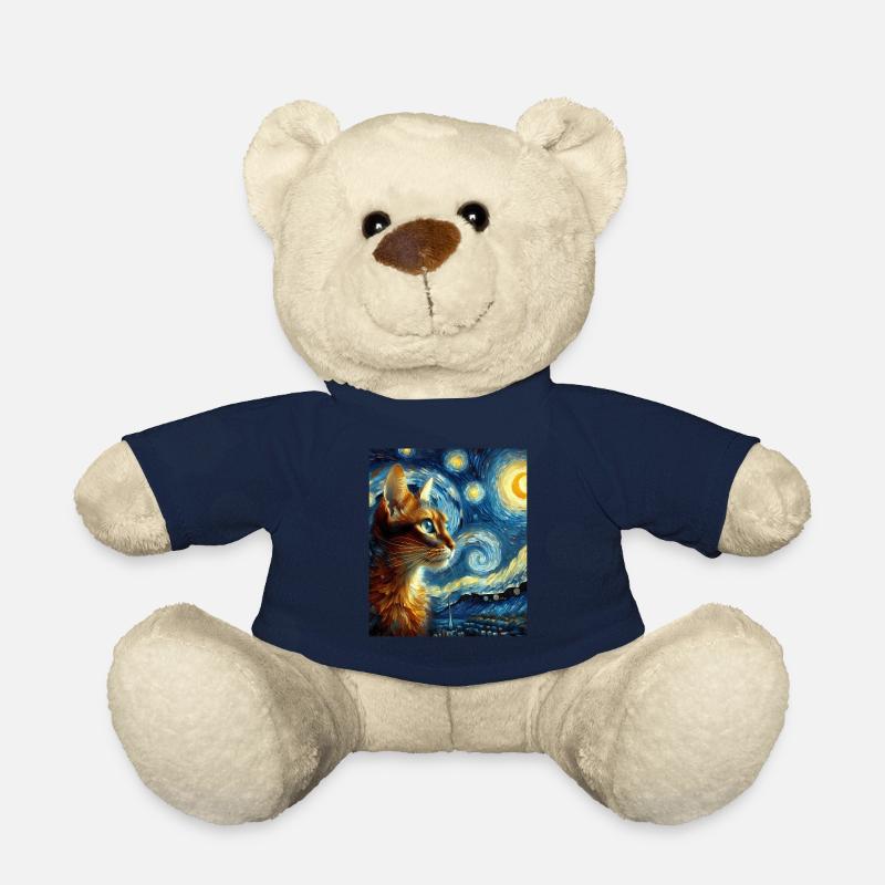 Abessinier Orange Katze Sternennacht Gemälde - Teddy - French Navy