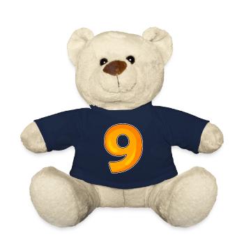 Number 9 - Nine - 9 Motif - Teddy Bear - french navy - Front