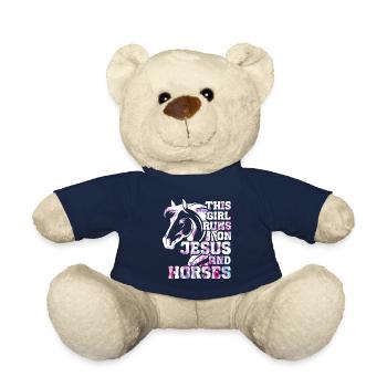 Jesus and Horses Riding Riding - Teddy Bear - french navy - Front