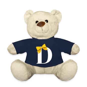 Lettre d nœud jaune - Nounours - bleu marine - Devant