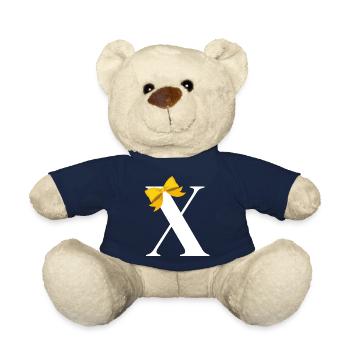 Buchstabe x gelbe Schleife - Teddy - French Navy - Vorne