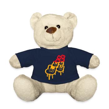 Heavy Metal Hard Rock Graffiti Horns Hand Gesture - Teddy Bear - french navy - Front