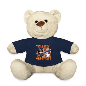 Halloween Kids GHOSTLY GREETINGS Funny - Teddy Bear - french navy - Front