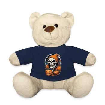 Halloween Skeleton Skull Horror with Pumpkin - Teddy Bear - french navy - Front
