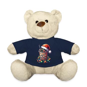 Bubble Tea Boba Milchtee Weihnachtsmütze Xmas - Teddy - French Navy - Vorne