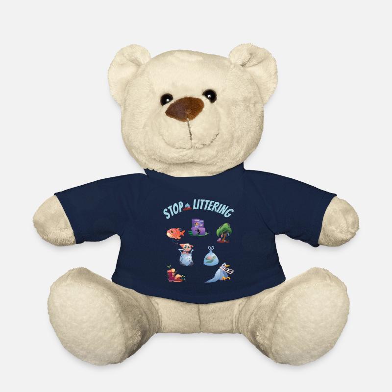 Stops plastic pollution and littering the environment - Teddy Bear - french navy