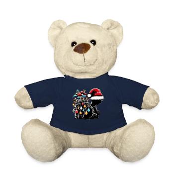 Chasseur de champignons Chasse aux champignons Chapeau de Père Noël - Nounours - bleu marine - Devant
