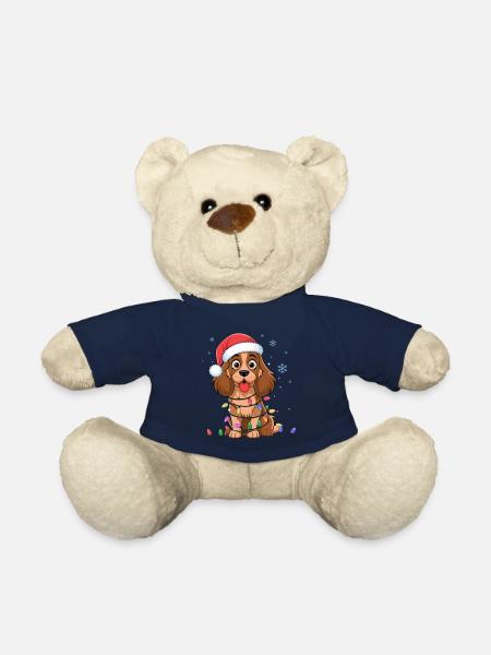 Cocker anglais Epagneul Noël Lumières de Noël Chiens - Nounours - bleu marine