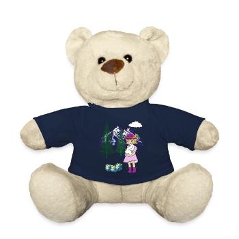 Fille Lapin Lapin Montagnes Nature Enfants Enfant - Nounours - bleu marine - Devant