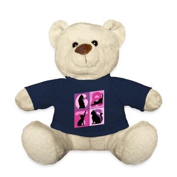 Katze Kätzchen Kater Silhouette Bunt Kunst - Teddy - French Navy - Vorne