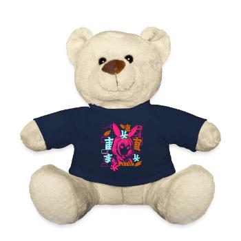 Anime Fille Japonais Coloré Cyberpunk - Nounours - bleu marine - Devant