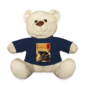Bloc de bois japonais art grenouille amant kanji - Nounours - bleu marine - Devant