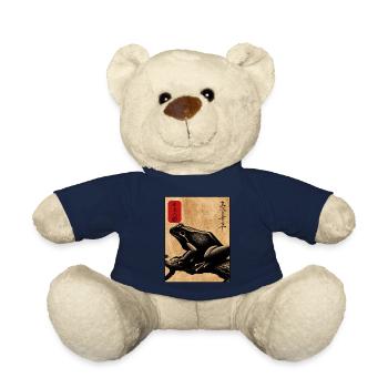 Bloc de bois japonais art grenouille amant kanji - Nounours - bleu marine - Devant