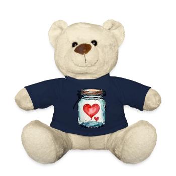 Glas Voll Liebe Herzen Wasserfarben - Teddy - French Navy - Vorne