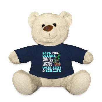 Sauvez les océans, les récifs coralliens, la vie marine - Nounours - bleu marine - Devant