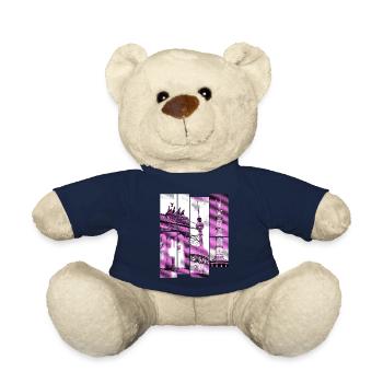 Berlin Skyline City Germany Collage Vintage - Teddy Bear - french navy - Front
