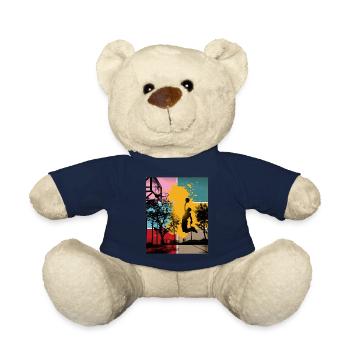 Basketball Basketballer Spieler Fan Vintage Retro - Teddy - French Navy - Vorne