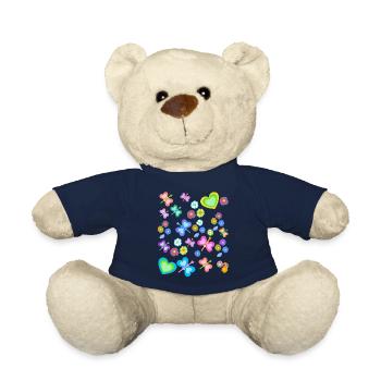 Spring Summer Kids Child Baby Butterflies - Teddy Bear - french navy - Front