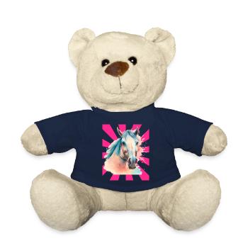 Pferd Pferde Pony Reiterin Retro - Teddy - French Navy - Vorne