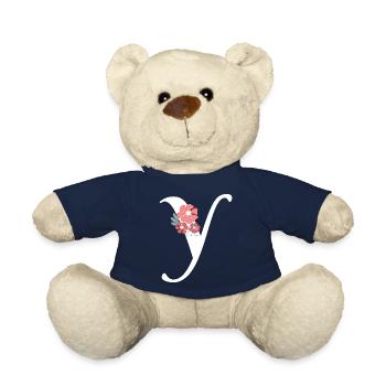 Letter and Minimalist Flowers - Teddy Bear - french navy - Front