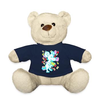 Retro Maus Ratte Mäuse Ratten Kinder Kind - Teddy - French Navy - Vorne