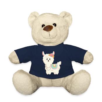 Sommer, Sonne, Lama mit Blumen - Teddy - French Navy - Vorne