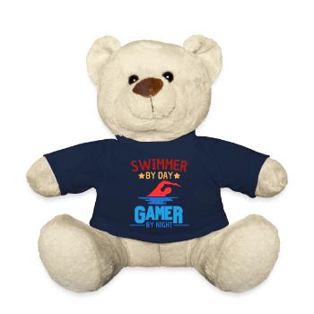 Funny Gambler Swimmer Gamer Saying - Teddy Bear - french navy - Front