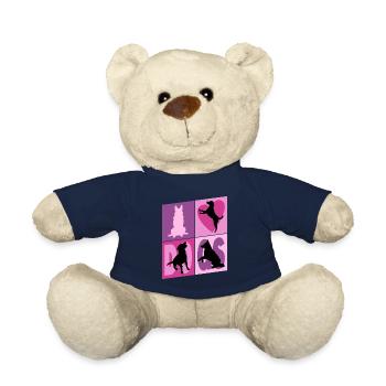 Dogs I Love Dogs Silhouettes Doggy Vintage - Teddy Bear - french navy - Front