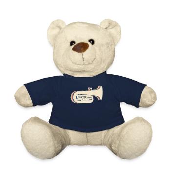 Tuba Instrument Tubist Retro Line Art - Teddy Bear - french navy - Front
