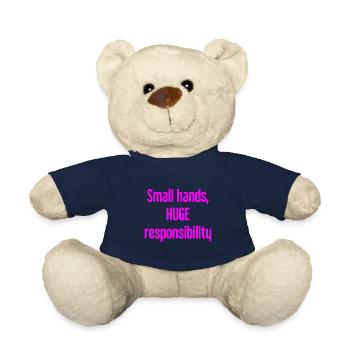 Kleine Hände, riesige Verantwortung Eltern-Spruch - Teddy - French Navy - Vorne
