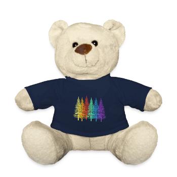 LGBT Rainbow Fir Trees Spruce Forest Trees Tree - Teddy Bear - french navy - Front