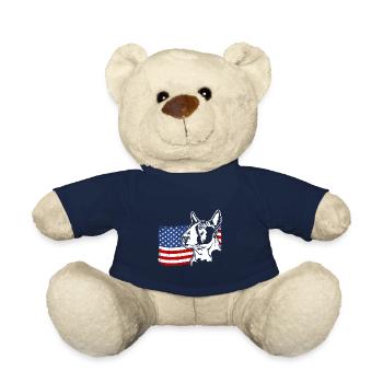 Bull Terrier US Amérique Drapeau Chiens Chien Wilsigns - Nounours - bleu marine - Devant