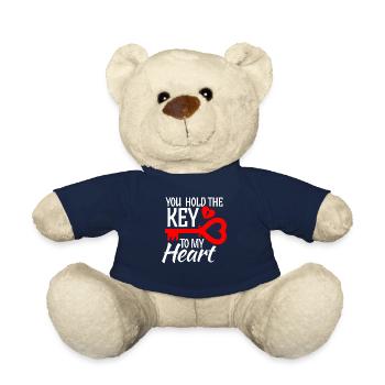 Tu détiens la clé de mon coeur amour romance cupidon - Nounours - bleu marine - Devant