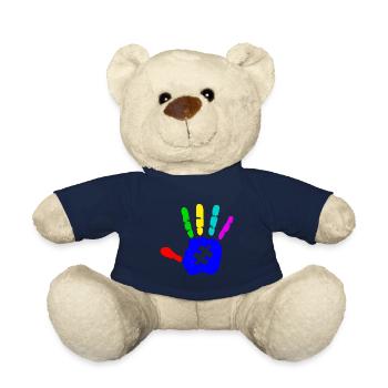 Autism Kid Hand Puzzle Asperger Autism Day - Teddy Bear - french navy - Front