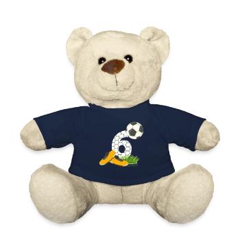 6. Geburtstag Kinder Fussball Geschenkidee 6 Jahre - Teddy - French Navy - Vorne