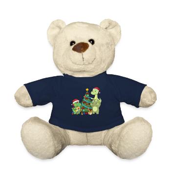 Chemise Dinosaure Enfants Brachiosaure de Noël - Nounours - bleu marine - Devant