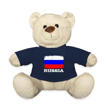 DRAPEAU RUSSIE Cadeau Drapeau de la Russie pour РОССИЯ - Nounours - bleu marine - Devant
