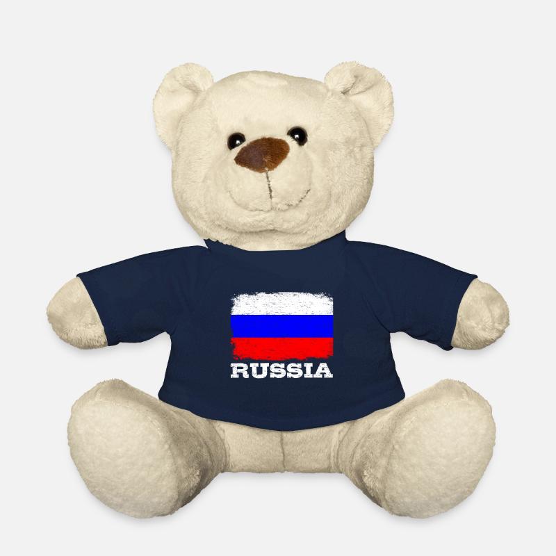 DRAPEAU RUSSIE Cadeau Drapeau de la Russie pour РОССИЯ - Nounours - bleu marine