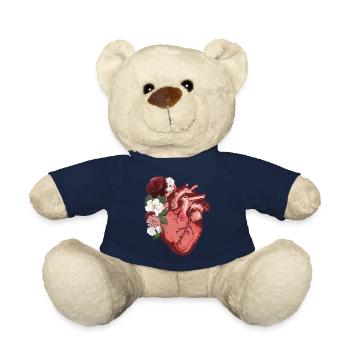 Anatomische Herz Blumen Liebe Frauen Männer - Teddy - French Navy - Vorne