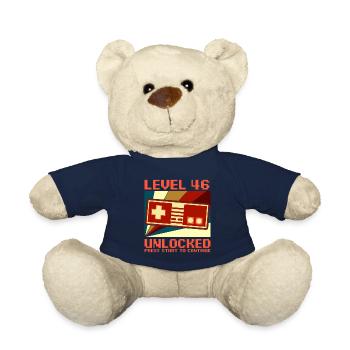 LEVEL 46 UNLOCKED 46 Geburtstag Gamer Controller - Teddy - French Navy - Vorne