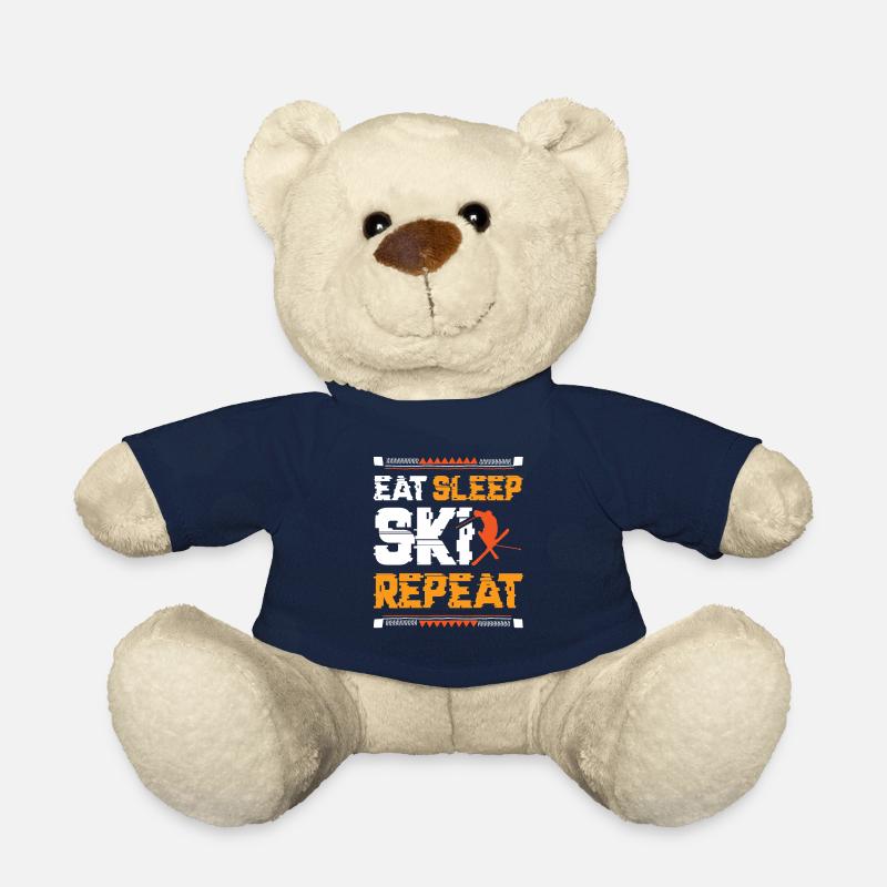 Eat Sleep Ski Repeat - Teddy Bear - french navy