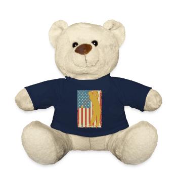 Golfing American Flag - Teddy Bear - french navy - Front