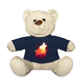 Howling Wolf Sunset Nature Moon - Teddy Bear - french navy - Front