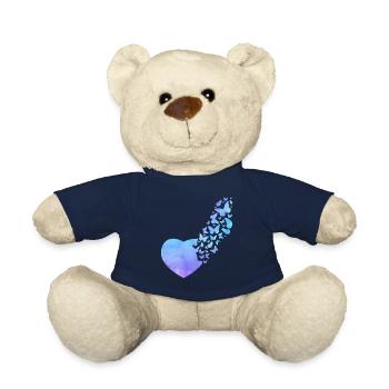 Butterfly Heart Cute Watercolor - Teddy Bear - french navy - Front