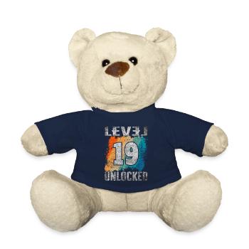 Birthday Gift Level Unlocked 19 years - Teddy Bear - french navy - Front