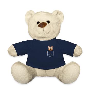 Yorkie In Pocket Funny Yorkshire Terrier Kawaii - Teddy Bear - french navy - Front