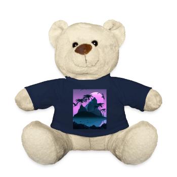 Vaporwave Aesthetic Palmiers de l’île tropicale - Nounours - bleu marine - Devant