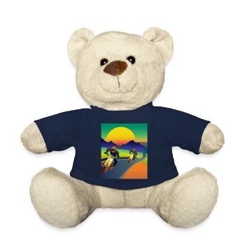 Vaporwave Aesthetic Sonnenuntergang Berge - Teddy - French Navy - Vorne