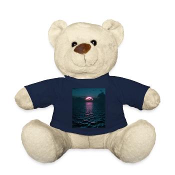 Vaporwave Esthétique Sunset Sea - Nounours - bleu marine - Devant