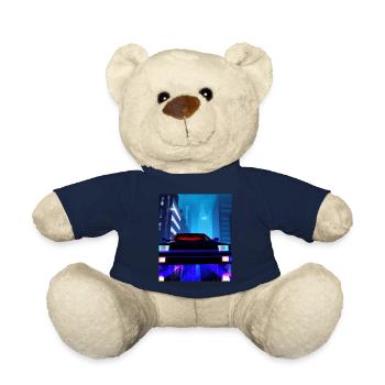 Vaporwave Aesthetic Auto Nacht Wolkenkratzer - Teddy - French Navy - Vorne